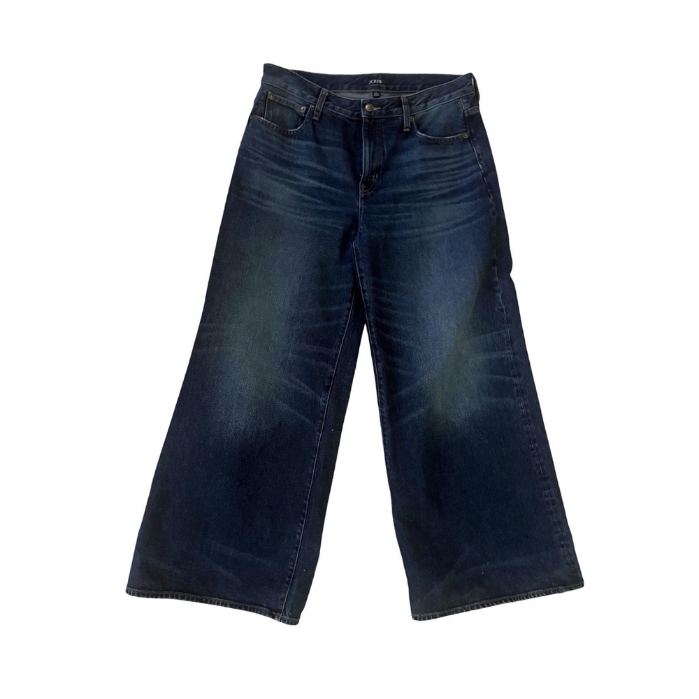 J. Crew Dark Indigo Wide-Leg Cropped Jeans - Picture 3 of 9